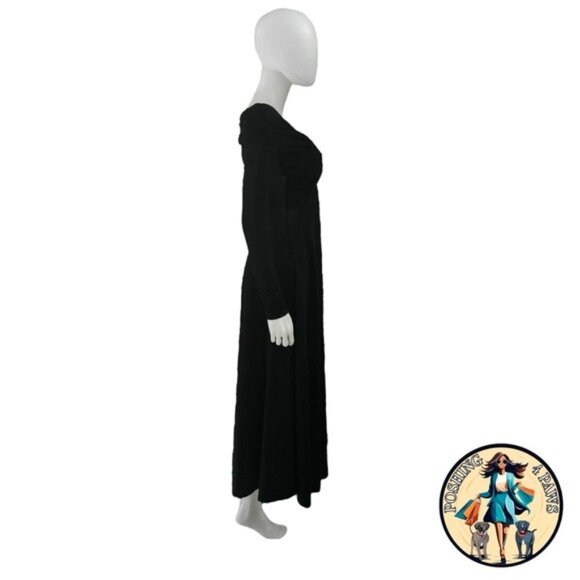 Moon River NEW Black Off the Shoulder Long Sleeve Jersey Knit Maxi Dress Size M - Picture 10 of 11